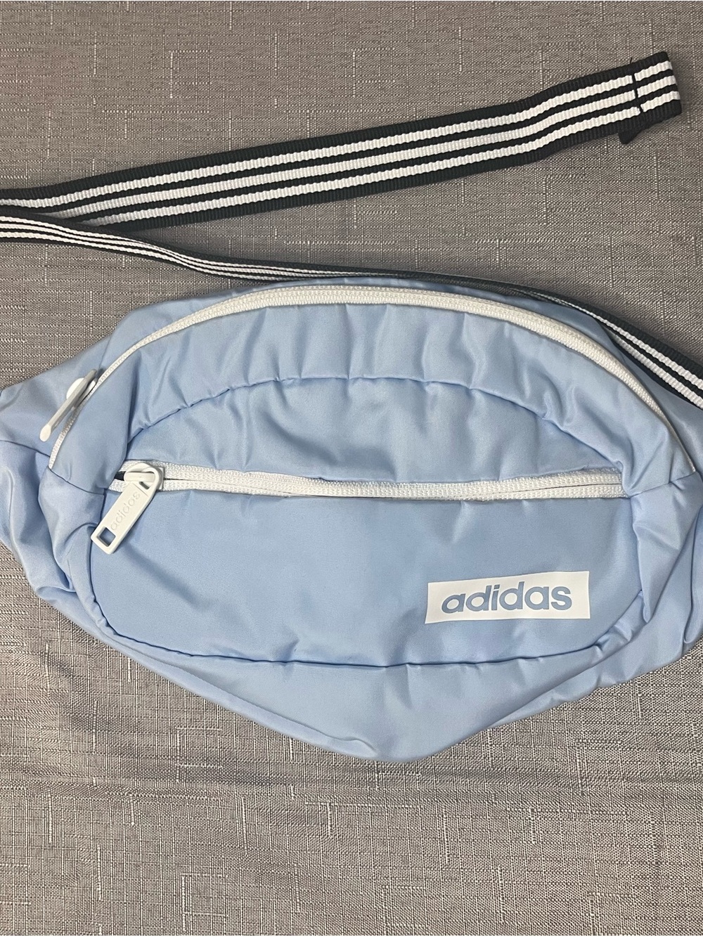 adidas Pale Blue Fanny Pack with Striped Strap